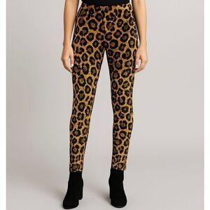 Leopard Print Velvet Pants – Retro Glam Stretchy Skinny Trousers